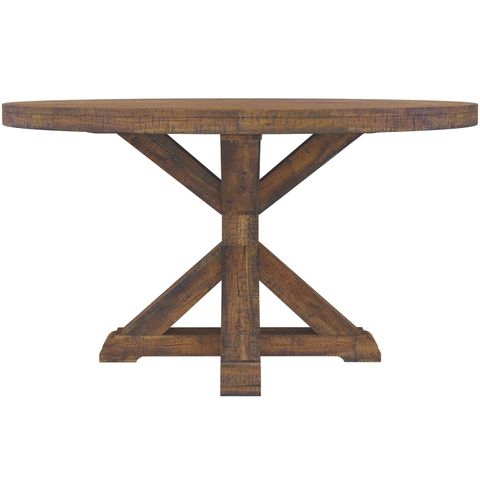 Alpine 4068-05 Newberry Round Dining Table In Distressed Brown Finish Wood for Alpine Furniture Newberry Wood Round Dining Table In Salvaged Gray